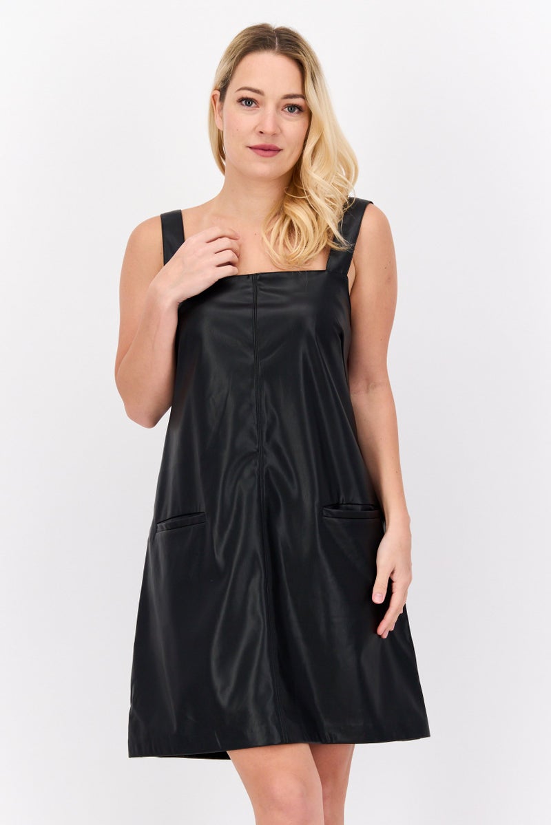 DEX فستان ميني نسائي سادة، أسود - Image 1